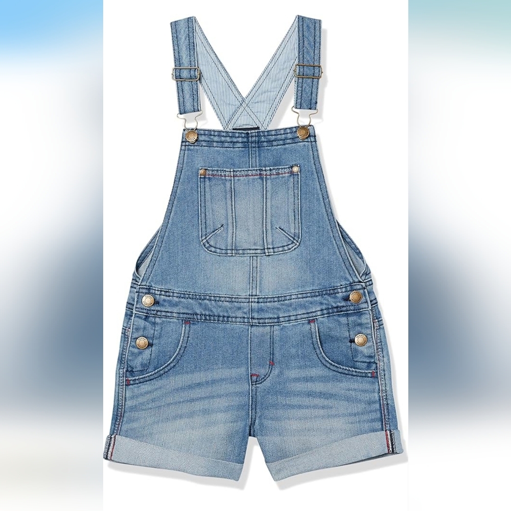 โTommy Hilfiger Girls Denim Short Overalls NWT Sz 8/10